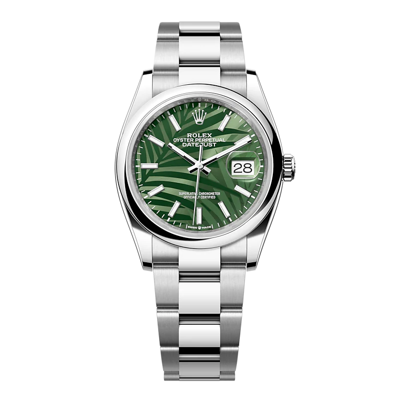Đồng Hồ Rolex Datejust 36 126200 Mặt Số Lá Cây Nhiệt Đới Dây Đeo Oyster