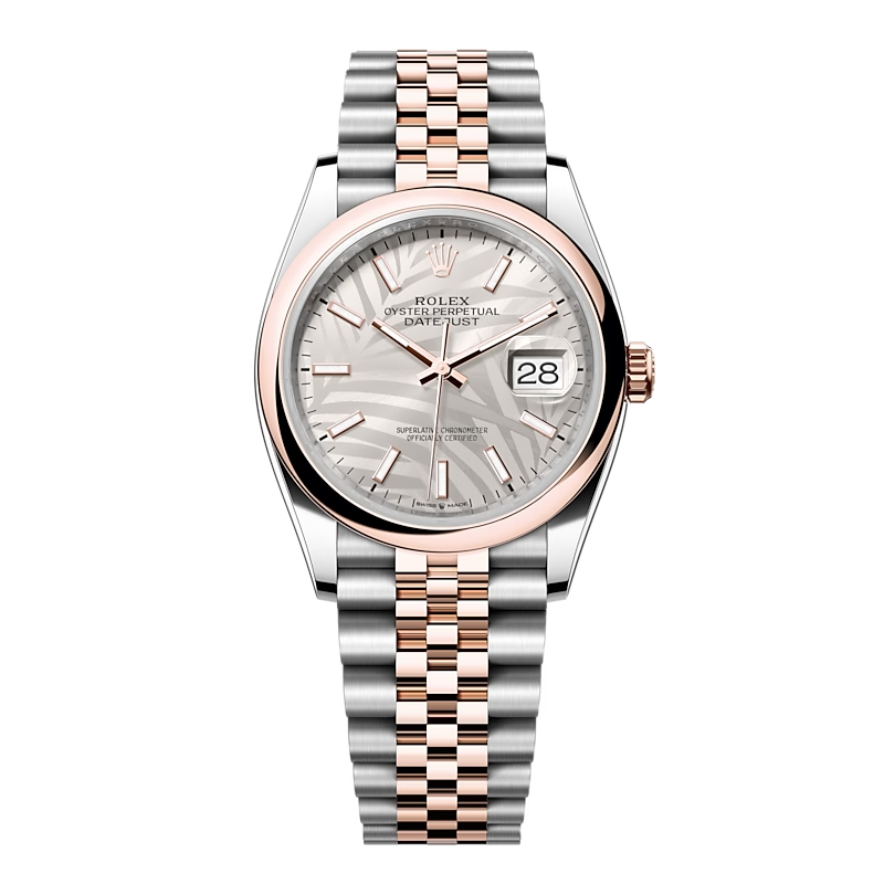 Đồng Hồ Rolex Datejust 36 126201 Mặt Số Cây Nhiệt Đới Bạc Cọc Số Dạ Quang