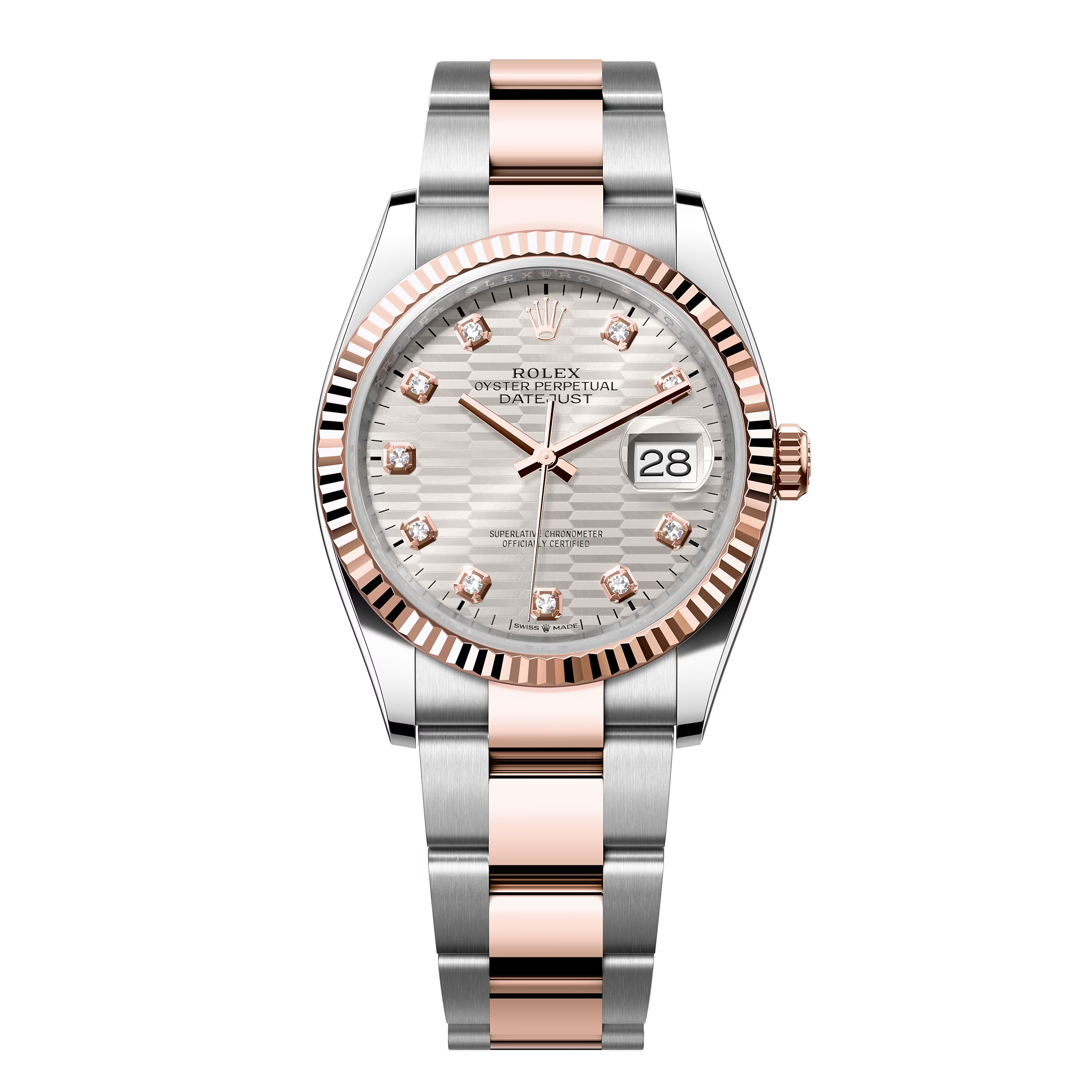 Đồng Hồ Rolex Datejust 36 126231 Mặt Số Bạc Vân Gấp Nếp Cọc Số Nạm Kim Cương Dây Đeo Oyster