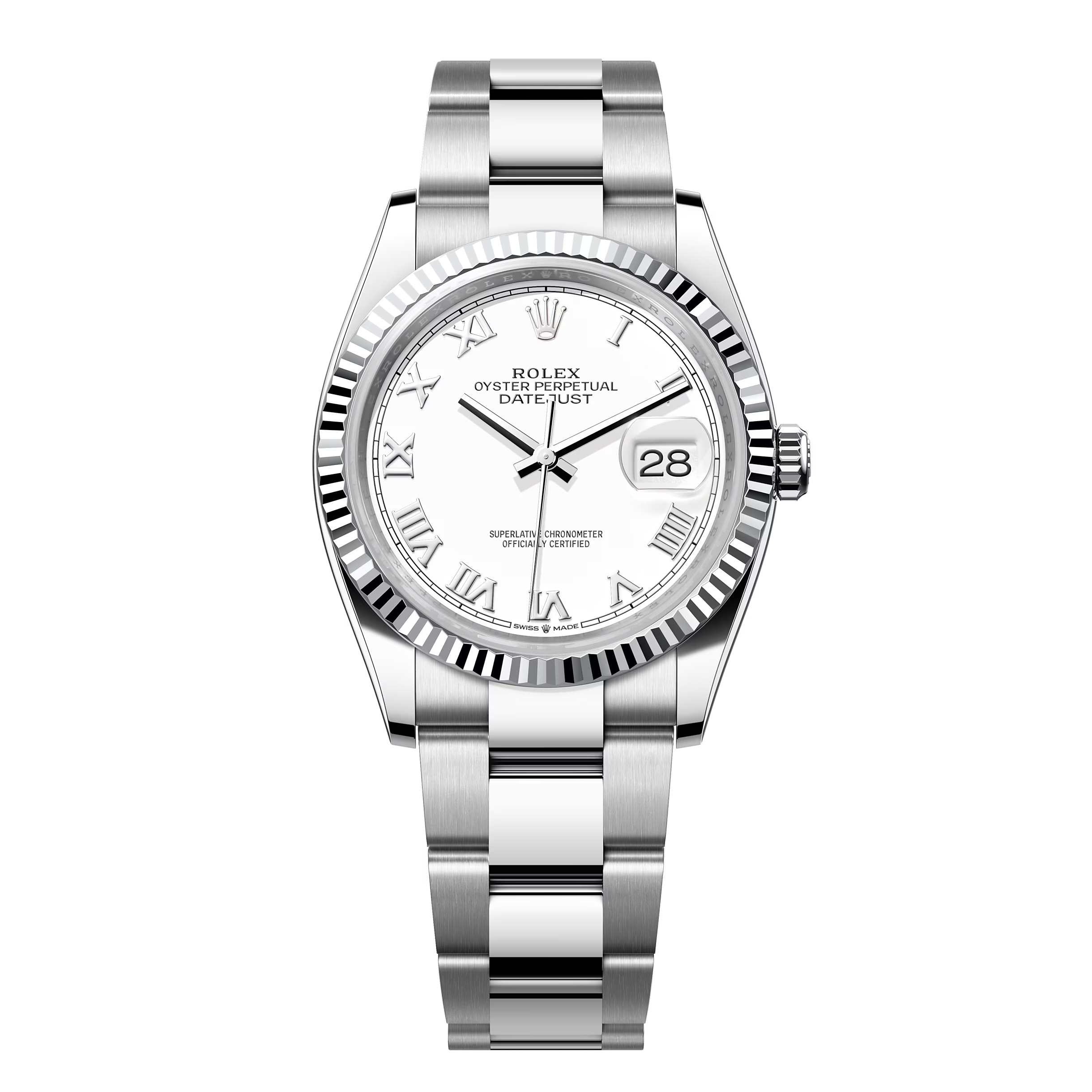Đồng Hồ Rolex Datejust 36 126234 Mặt Số Trắng Cọc Số La Mã Dây Đeo Oyster