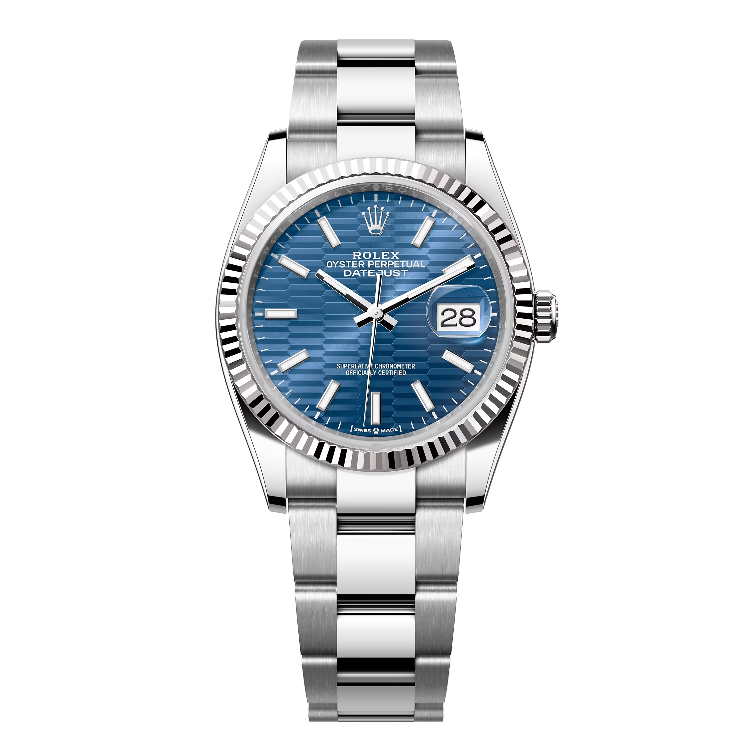 Đồng Hồ Rolex Datejust 36 126234 Mặt Số Xanh Vân Gấp Nếp Cọc Số Dạ Quang Dây Đeo Oyster